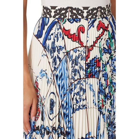 TORY BURCH White Pleated Skirt Sunburst Floral Handkerchief Hem - Picture 6 of 15